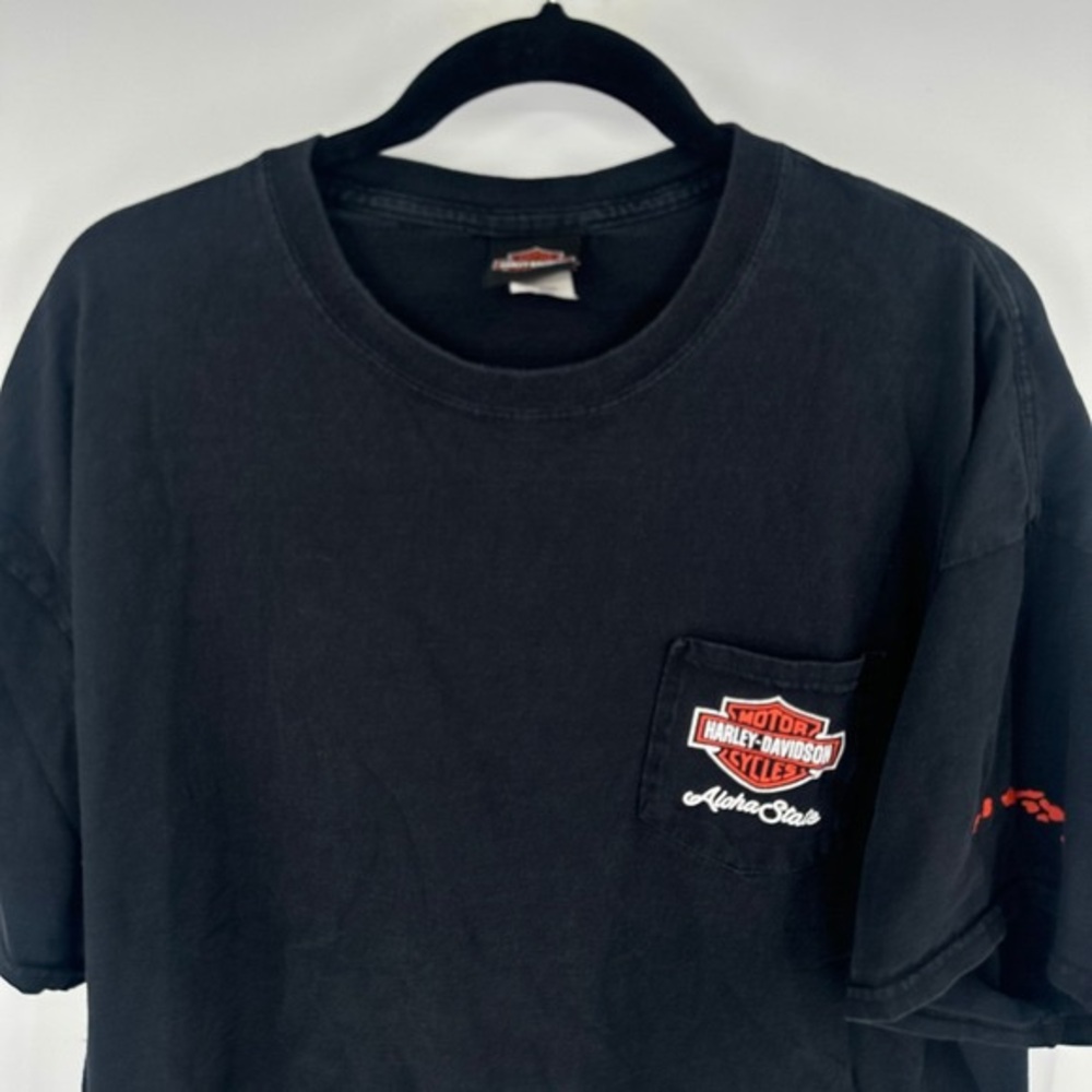 Harley-Davidson Black Short Sleeve Pocket Tee with Red Logo - Picture 2 of 4